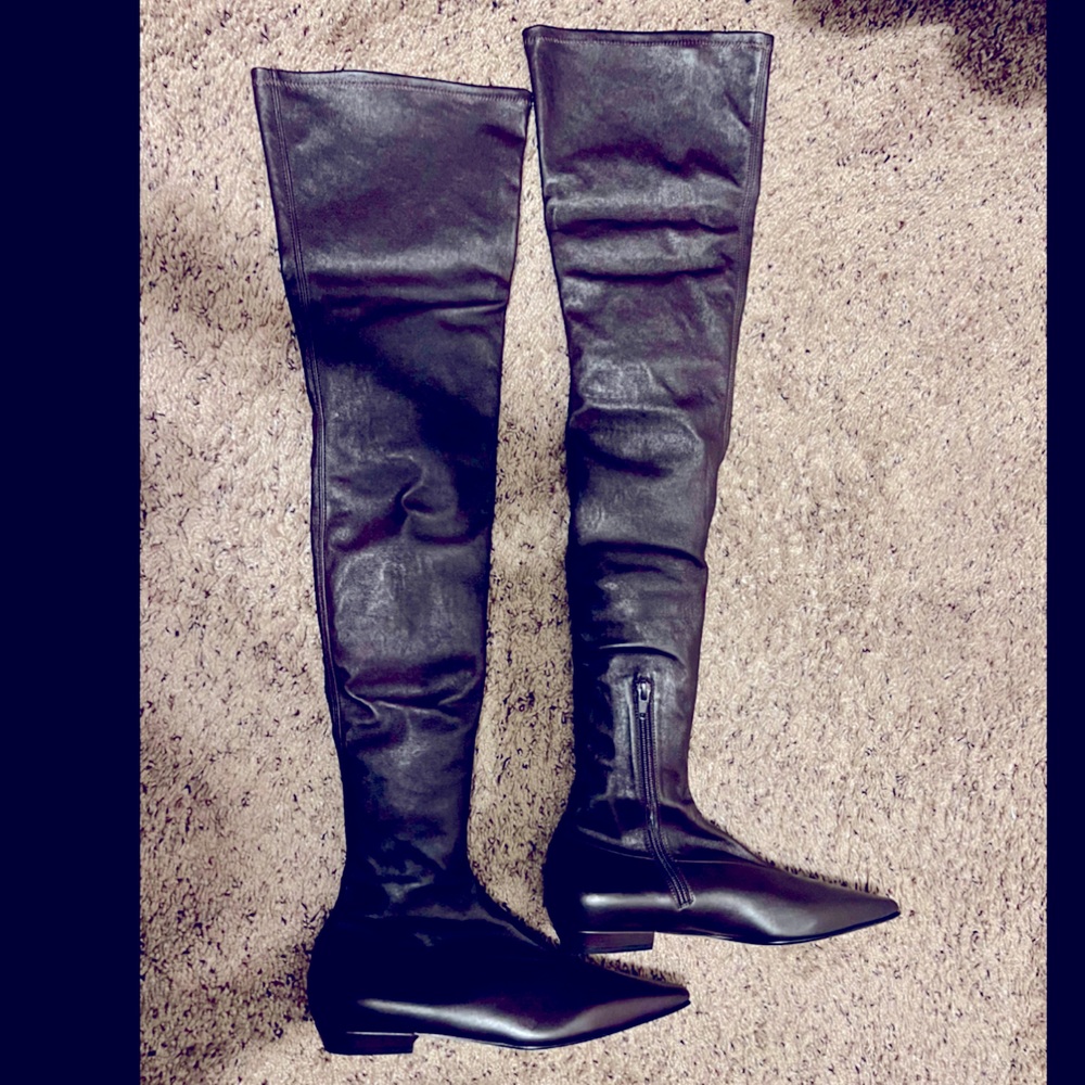 Incredible Bottega Venetta stretchy thigh high leather boot. Super fashionable